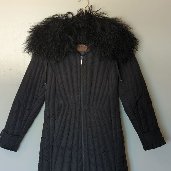 Moncler Vintage Black Down Fur Long Winter Coat S‎ - Picture 4 of 13